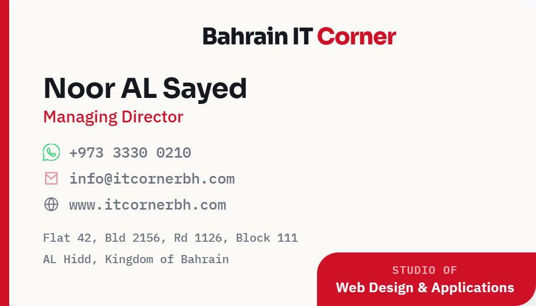 Business card design — Noor AL Sayed (English)
